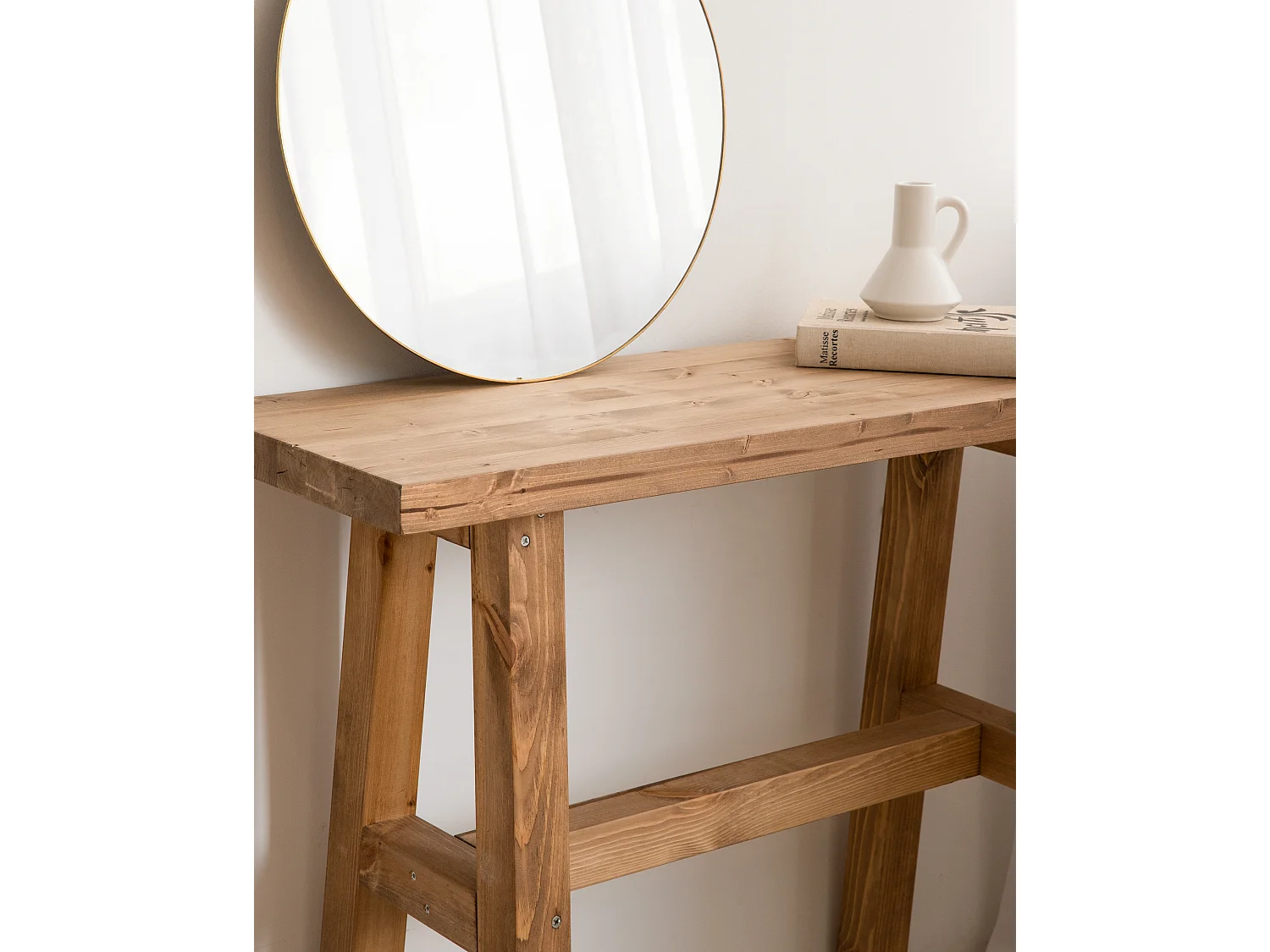 Consolle in legno massello in tono marrone 100x80cm - BATÁN - DECOWOOD