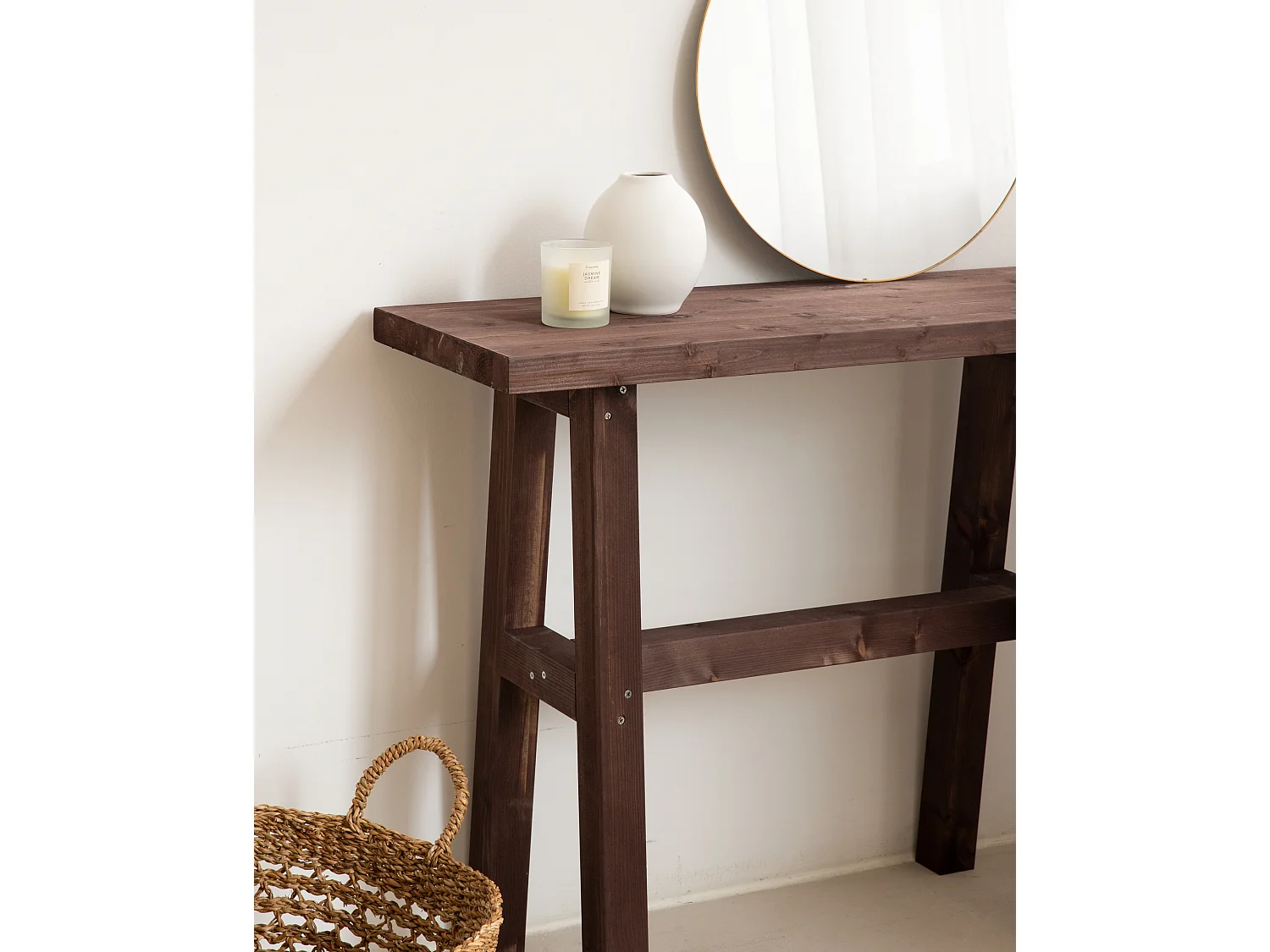 Consolle in legno massello in tono noce 100x80cm - BATÁN - DECOWOOD