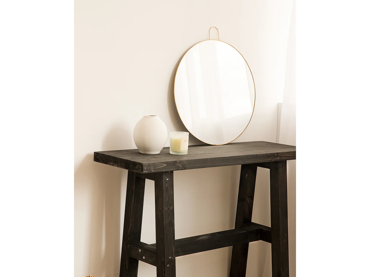 Consolle in legno massello in tono nero 100x80cm - BATÁN - DECOWOOD