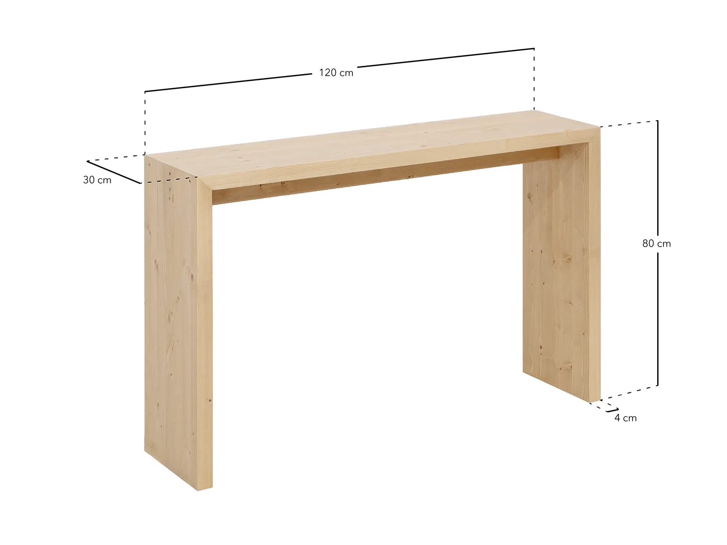 Consolle in legno massello in tono naturale 120x80cm - TELVA - DECOWOOD