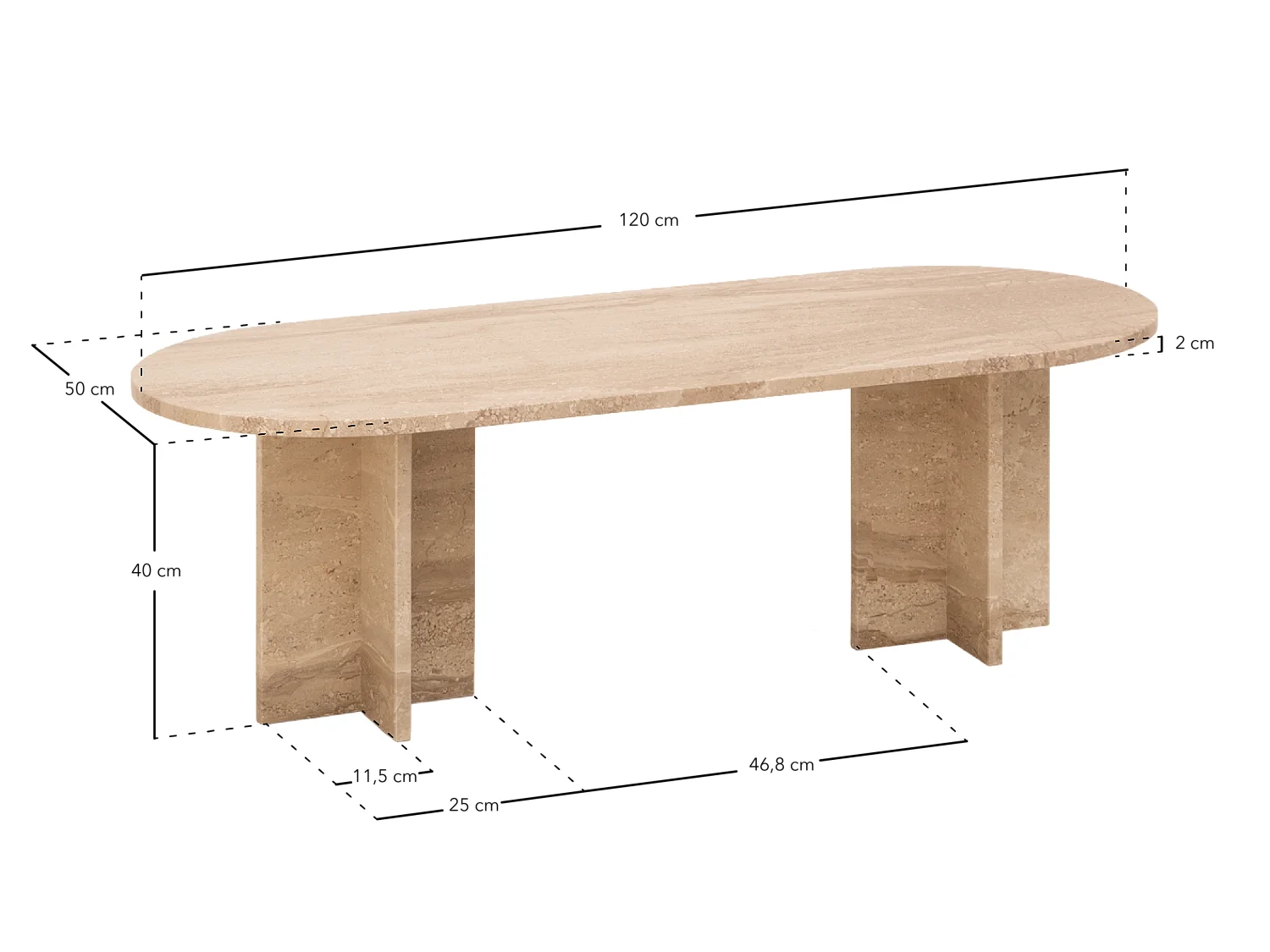 Mesa de centro de mármol daino reale DECOWOOD de 120x50cm - TOSCANA - DECOWOOD