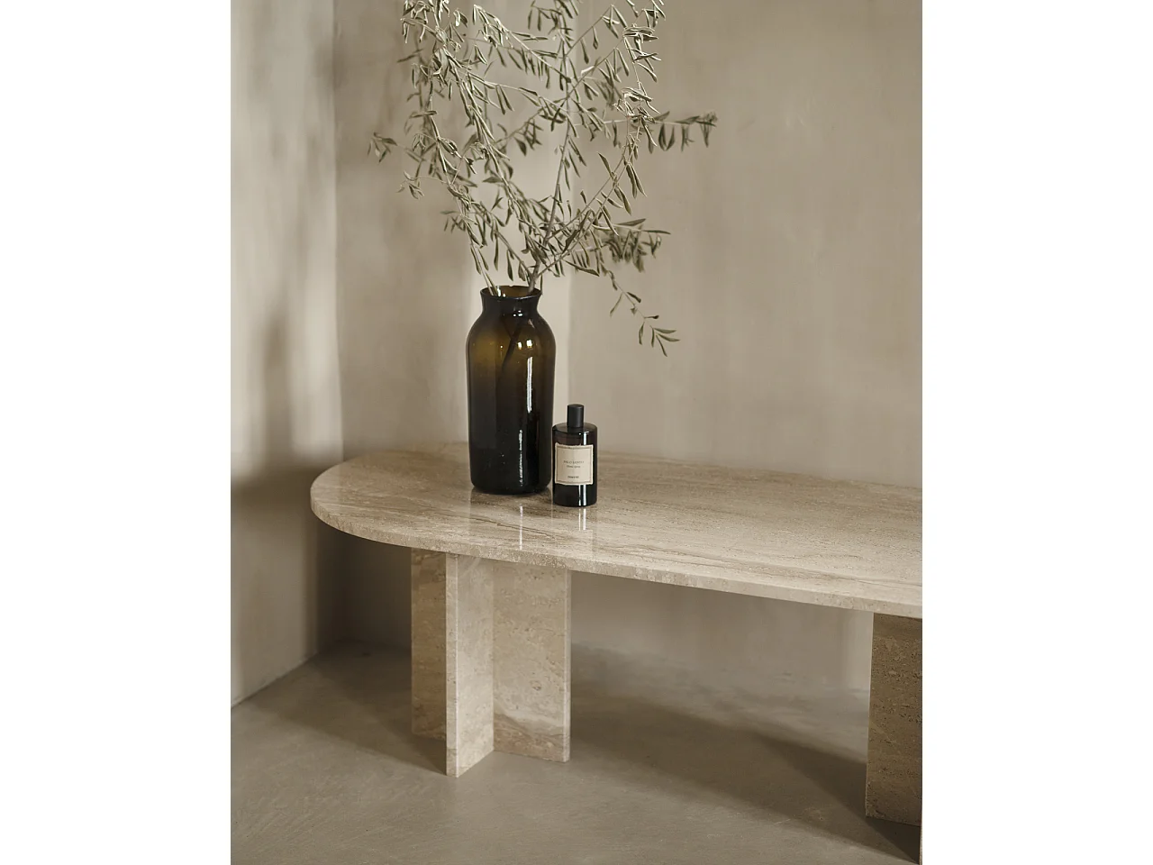 Tavolo ovale in marmo daino reale 120x50cm