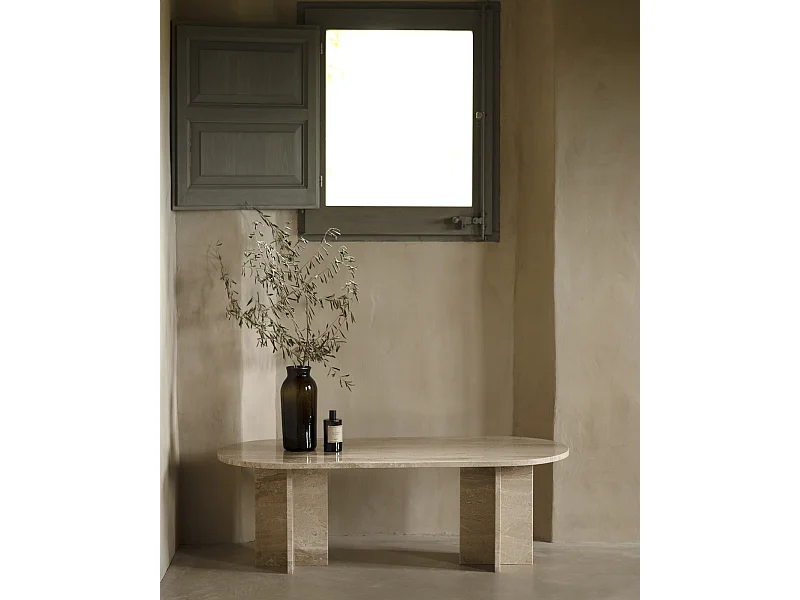 Tavolo ovale in marmo daino reale 120x50cm