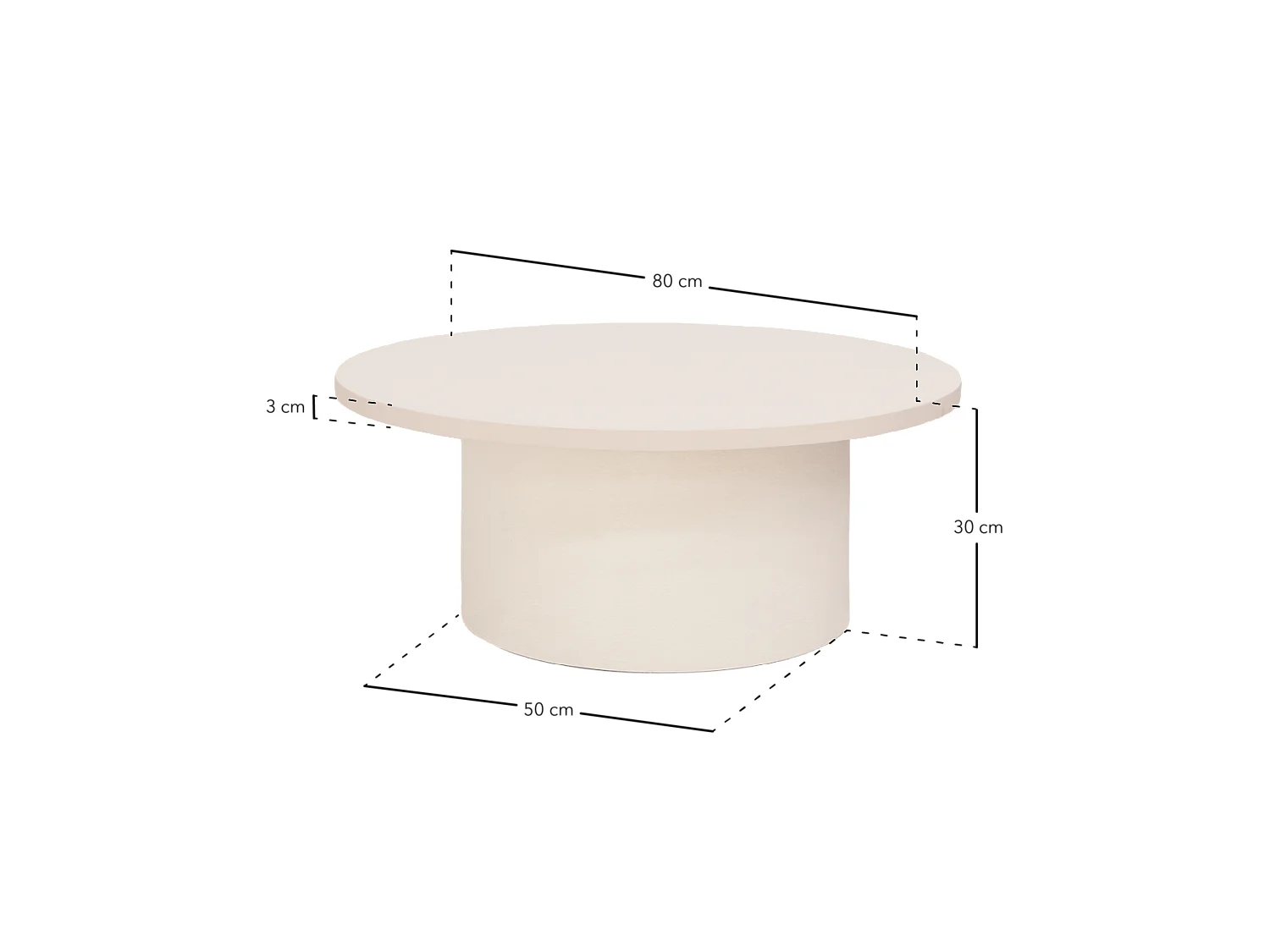 Mesa de centro redonda de madera maciza tono roble medio y pata de microcemento tono terracota DECOWOOD de Ø80x30cm - LUCÍA - DECOWOOD