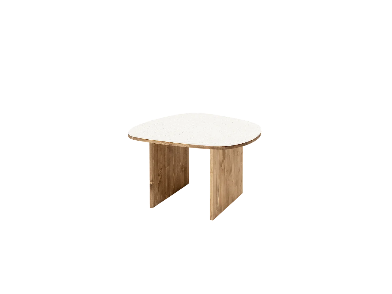 Table basse en bois de sapin et coquillages vieilli 74,3x43,25cm