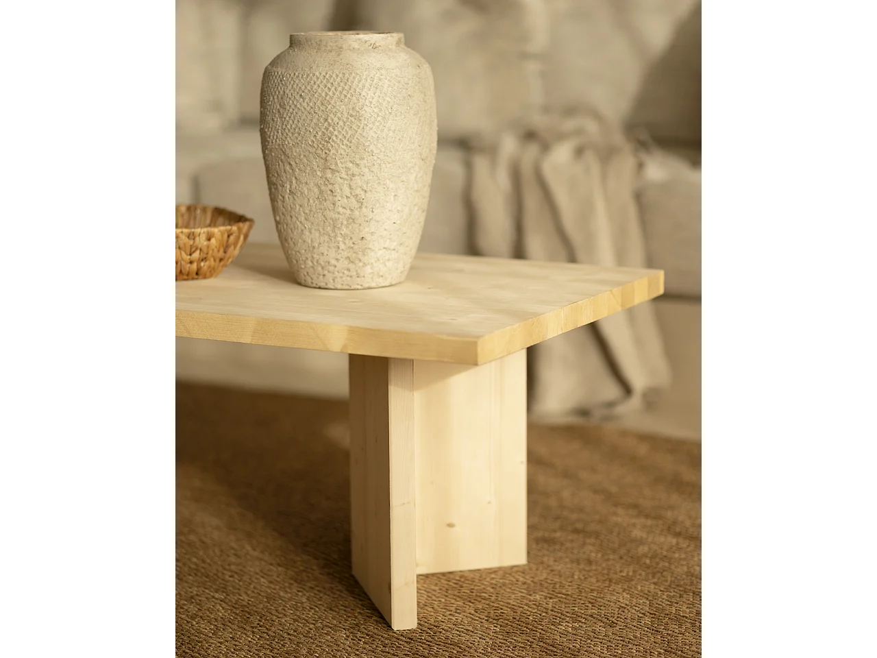 Tavolo basso in legno massello in tono naturale 120x40cm - KYOTO - DECOWOOD