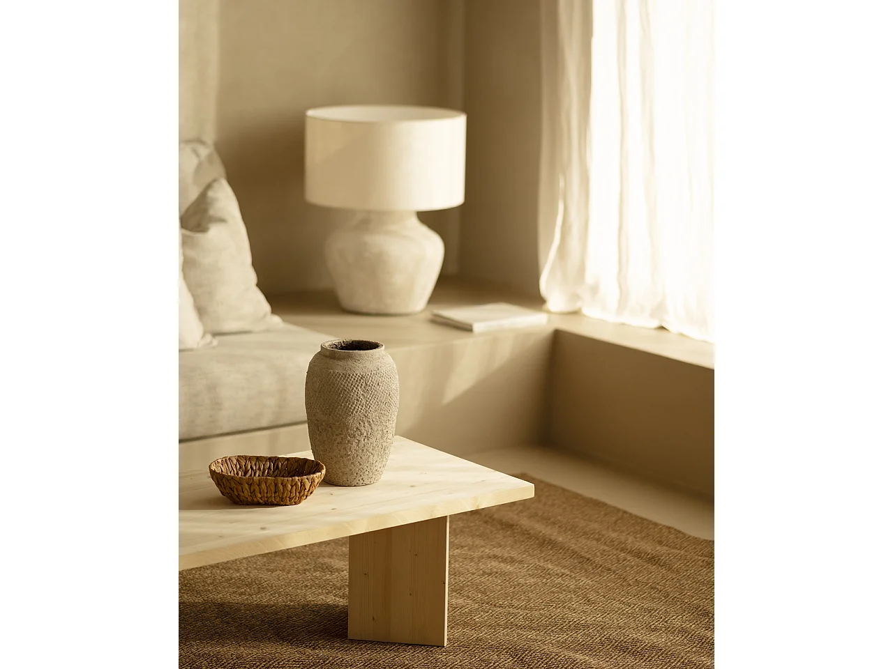 Tavolo basso in legno massello in tono naturale 120x40cm - KYOTO - DECOWOOD