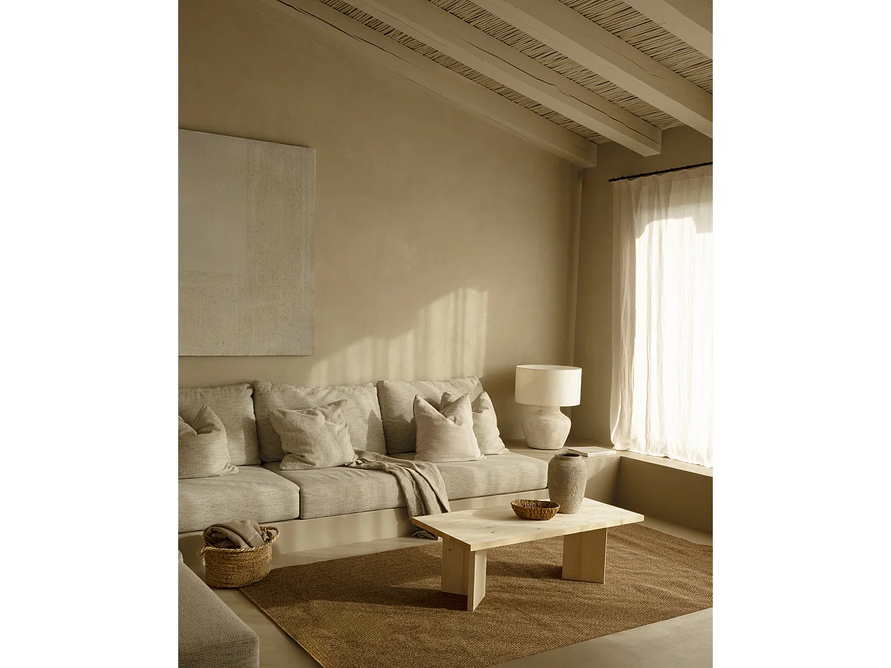 Tavolo basso in legno massello in tono naturale 120x40cm - KYOTO - DECOWOOD