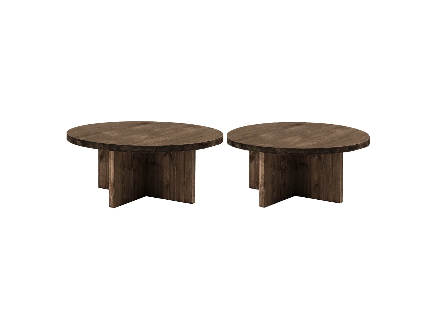 Ensemble 2 tables en bois de sapin marron 80x30cm - TOKYO - DECOWOOD
