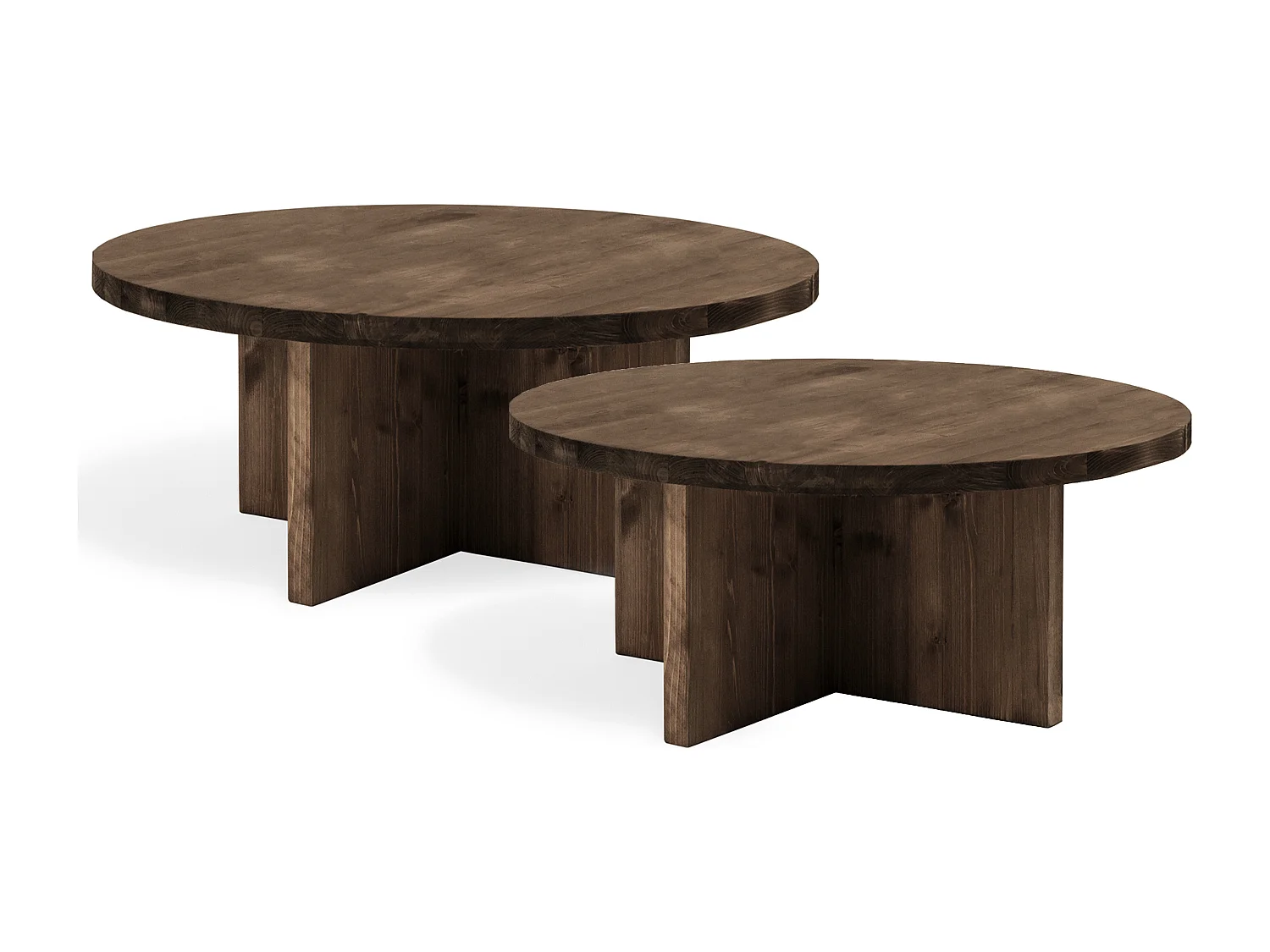 Ensemble 2 tables en bois de sapin marron 80x30cm - TOKYO - DECOWOOD