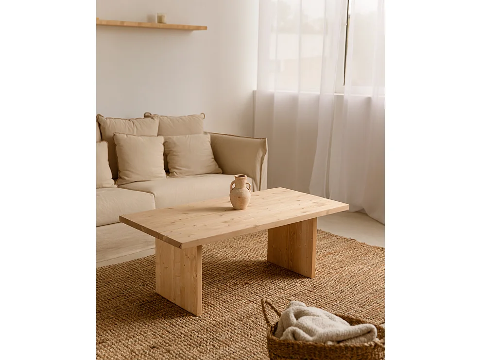 Table basse en bois de pin marron 60x47cm - FRIDA - DECOWOOD