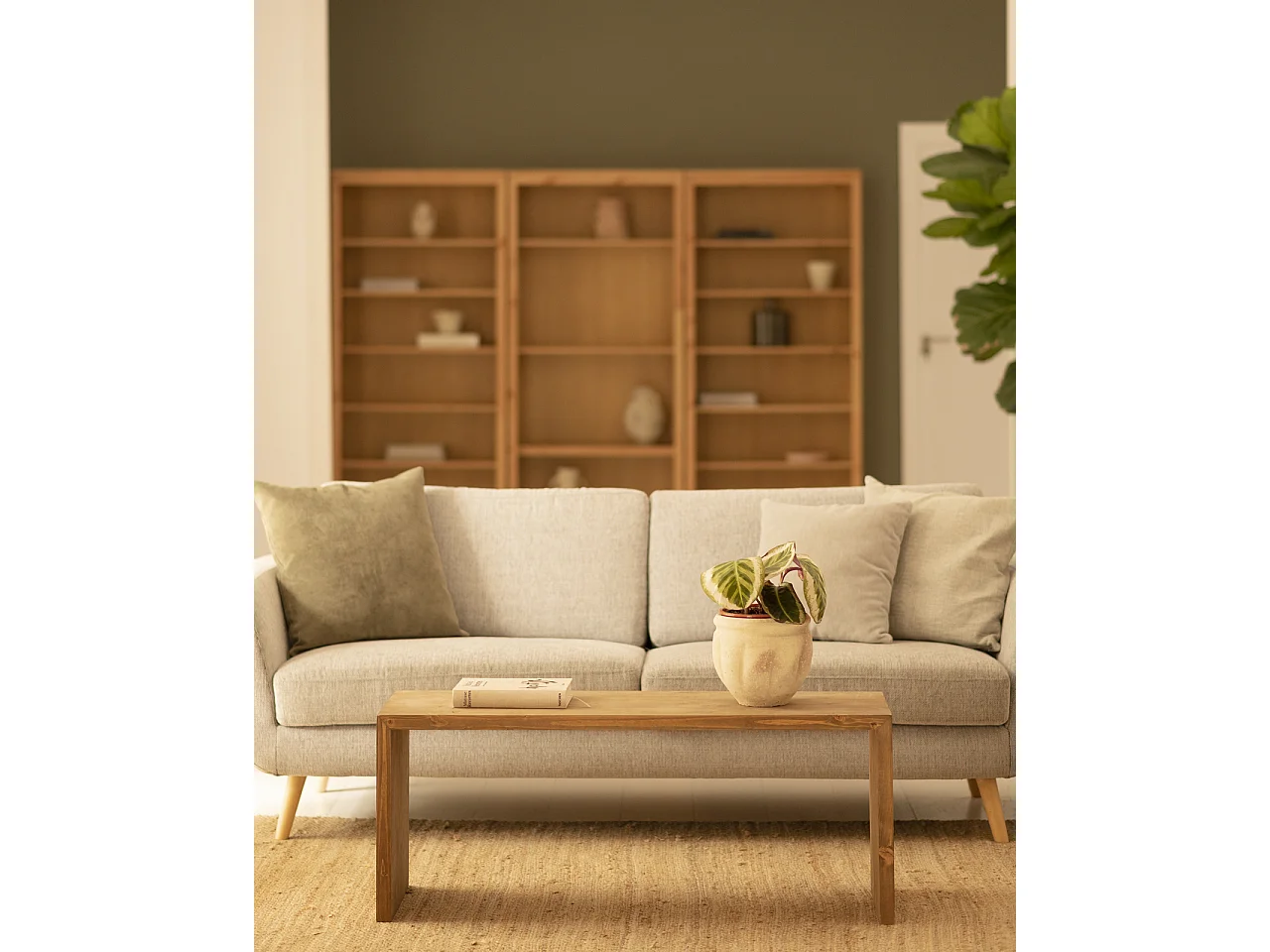 Table basse en bois de sapin vieilli 109,4x59x35cm - TELVA - DECOWOOD