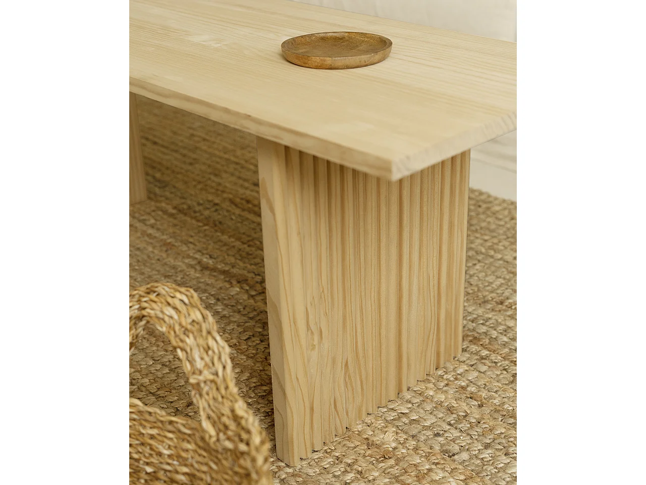 Tavolo basso rettangolare in legno massello in tono marrone chiaro 120x45cm - BALI - DECOWOOD