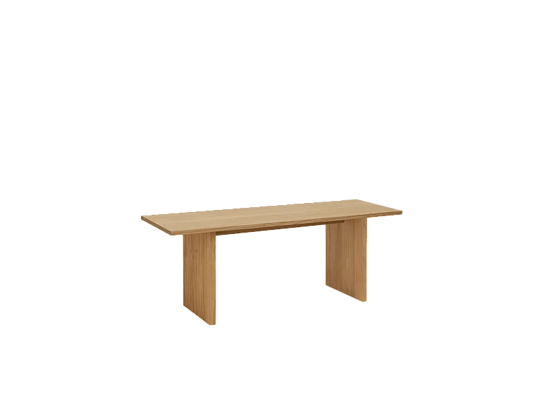 Mesa de centro rectangular de madera de pino con patas ranuradas Decowood en color roble medio de 120x45cm - BALI - DECOWOOD