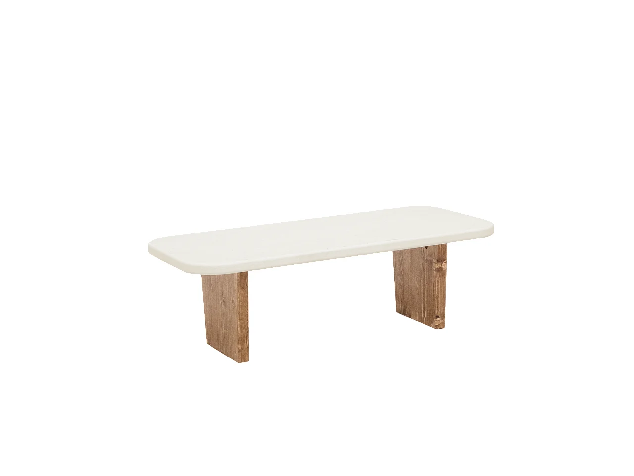 Table basse en microciment avec pieds en bois vieilli 95x30cm - BIMBA - DECOWOOD