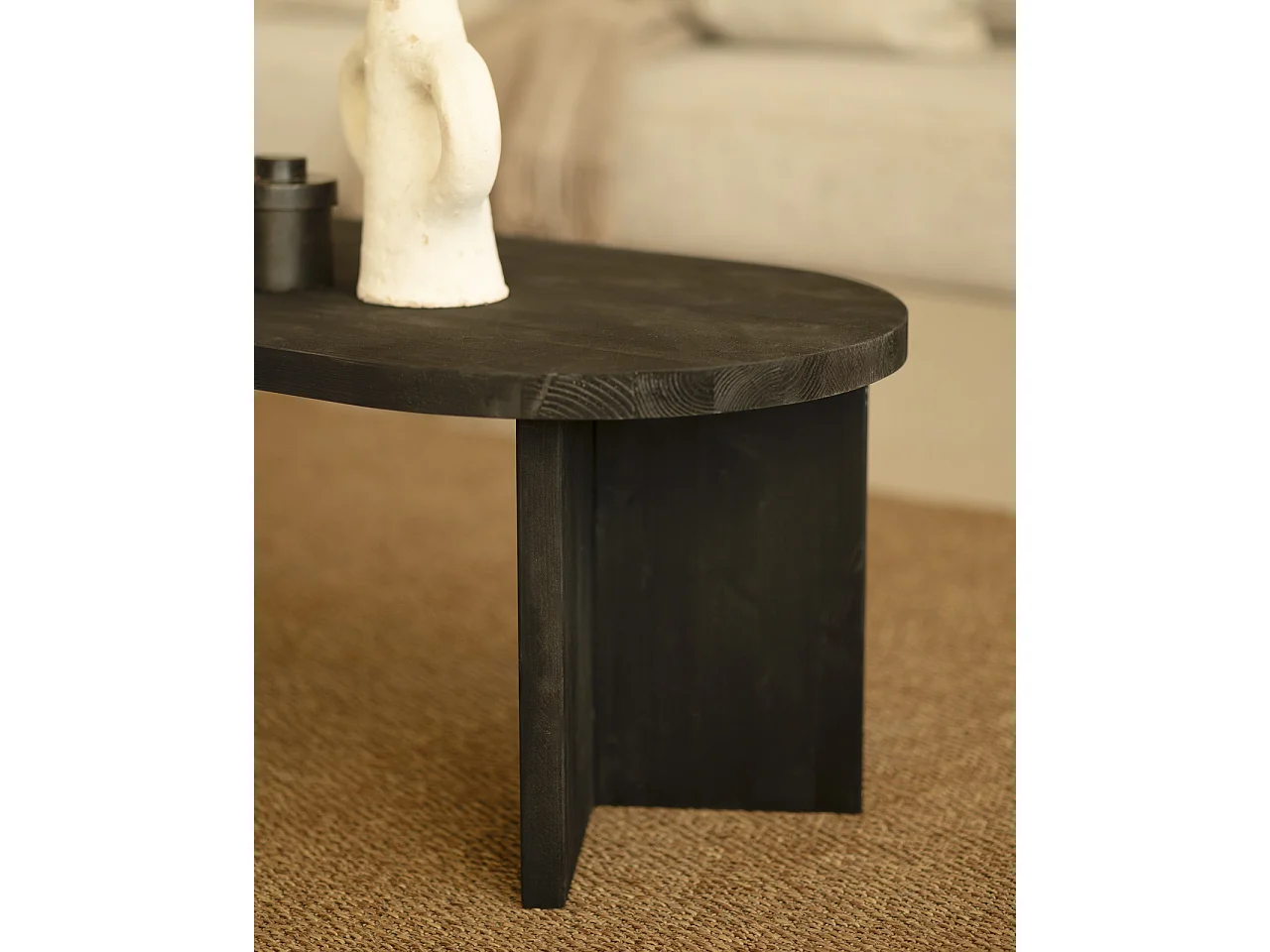 Table basse en bois de sapin noir 120x40cm - OSAKA - DECOWOOD