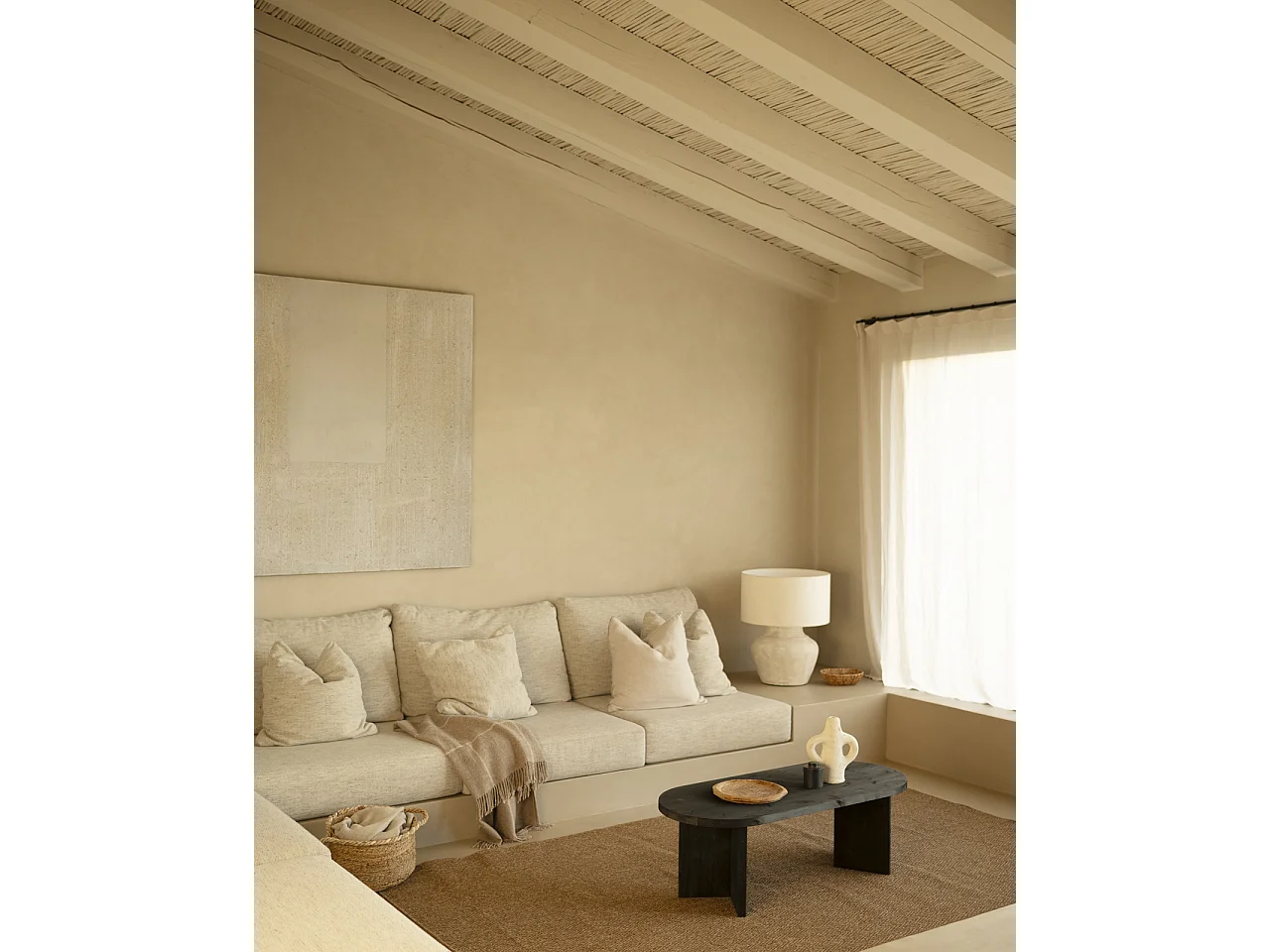 Table basse en bois de sapin noir 120x40cm - OSAKA - DECOWOOD