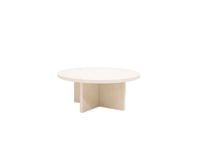 Table basse ronde en microciment blanc cassé de Ø80x33cm - TOKYO - DECOWOOD