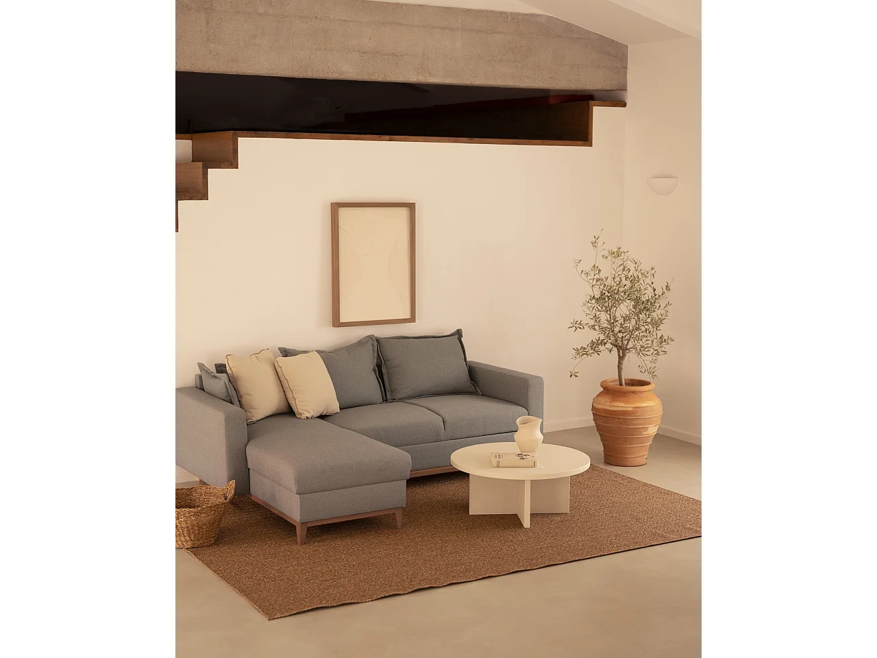 Mesa de centro redonda de microcemento Decowood en color blanco roto de Ø80cm - TOKYO - DECOWOOD