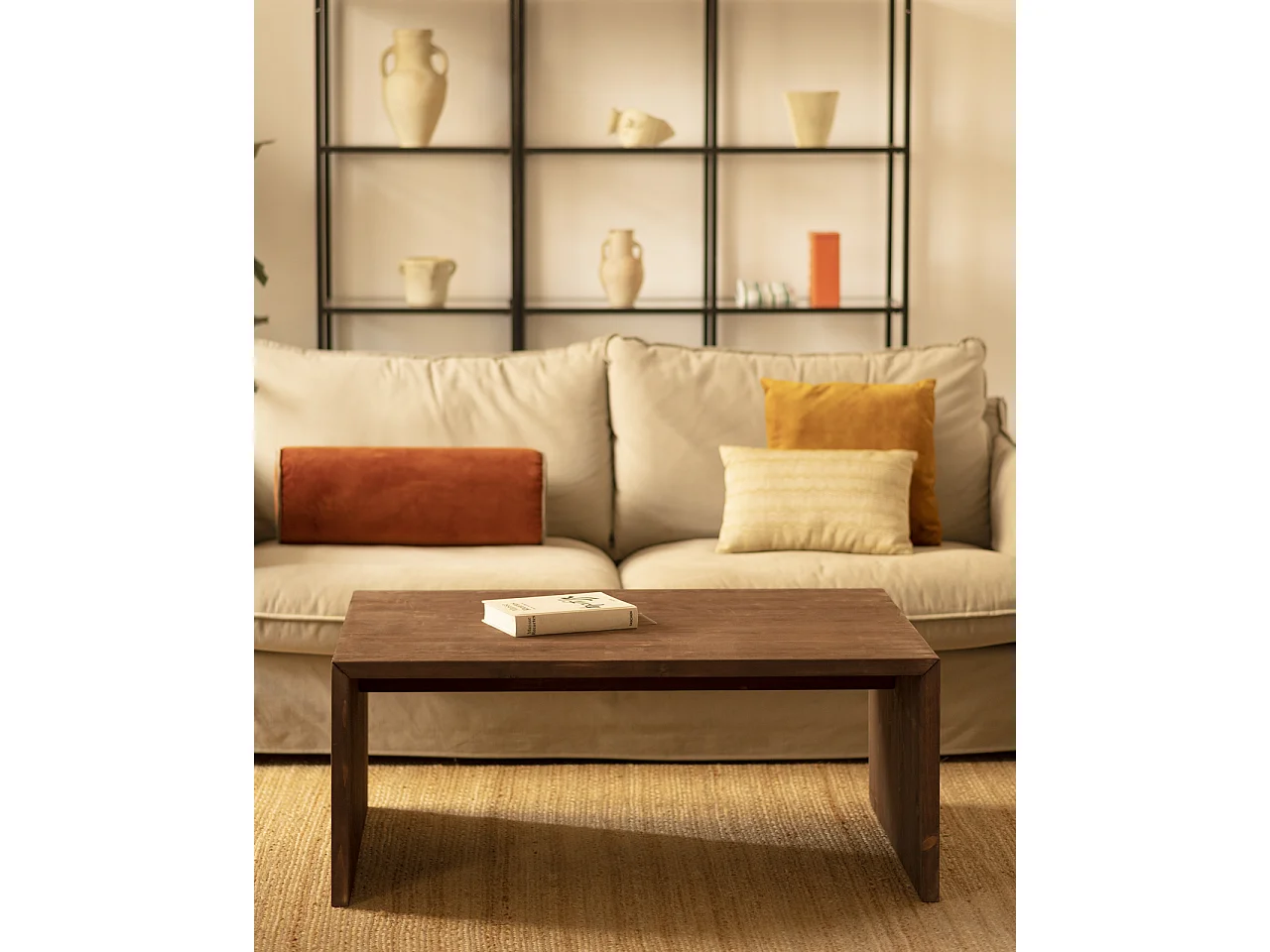 Table basse en bois de sapin marron 109,4x59x74cm - TELVA - DECOWOOD