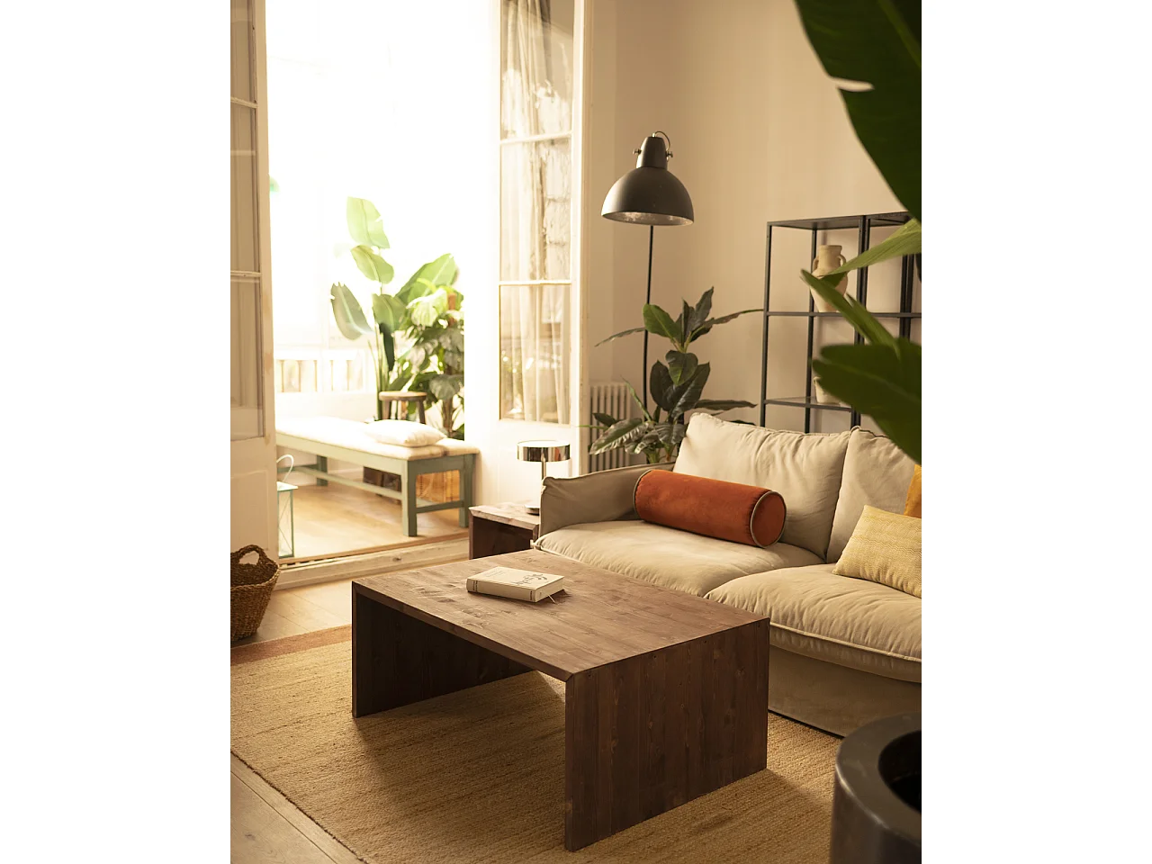 Table basse en bois de sapin marron 109,4x59x74cm - TELVA - DECOWOOD