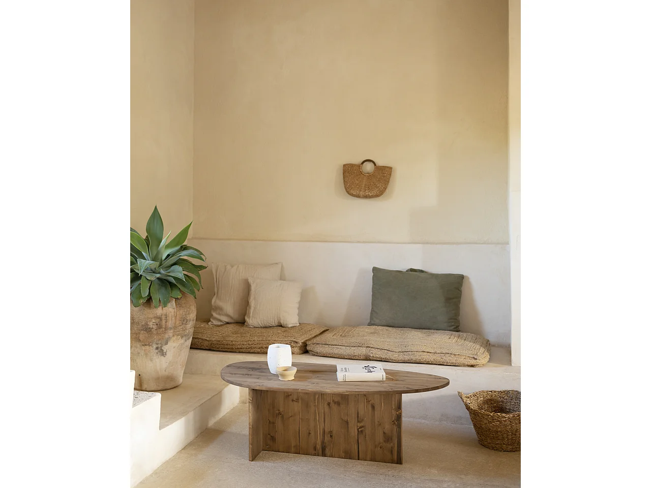 Table basse en bois de sapin vieilli 128,6x43,25cm - MUR - DECOWOOD