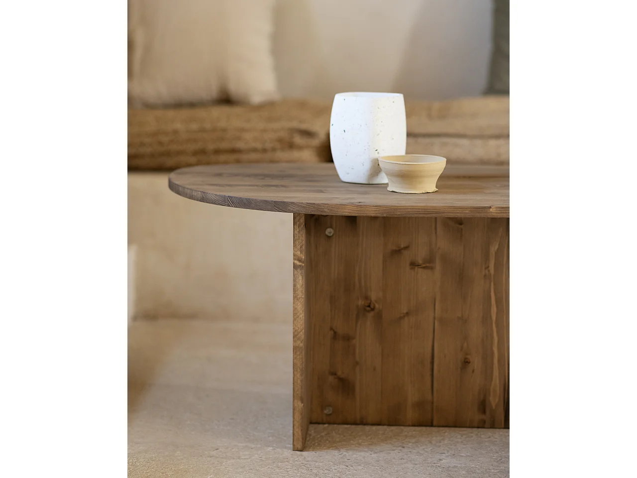 Table basse en bois de sapin vieilli 128,6x43,25cm - MUR - DECOWOOD