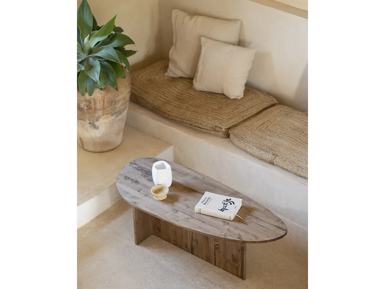 Table basse en bois de sapin vieilli 128,6x43,25cm - MUR - DECOWOOD