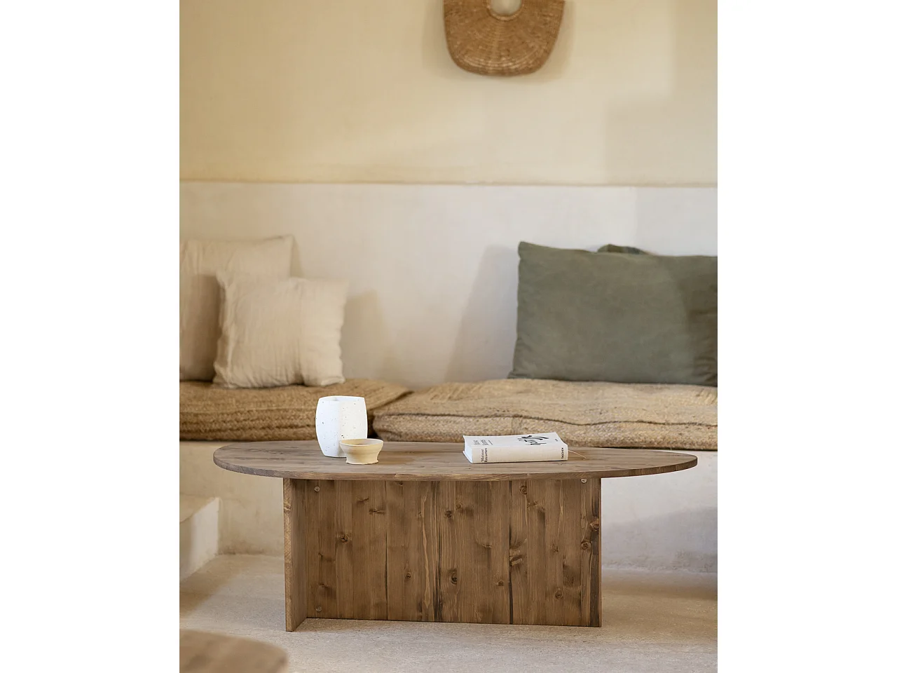 Table basse en bois de sapin vieilli 128,6x43,25cm - MUR - DECOWOOD