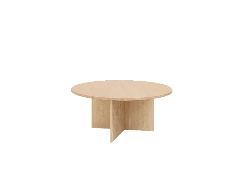 Mesa de centro redonda de mármol travertino DECOWOOD de Ø80x33,2cm - TOSCANA - DECOWOOD