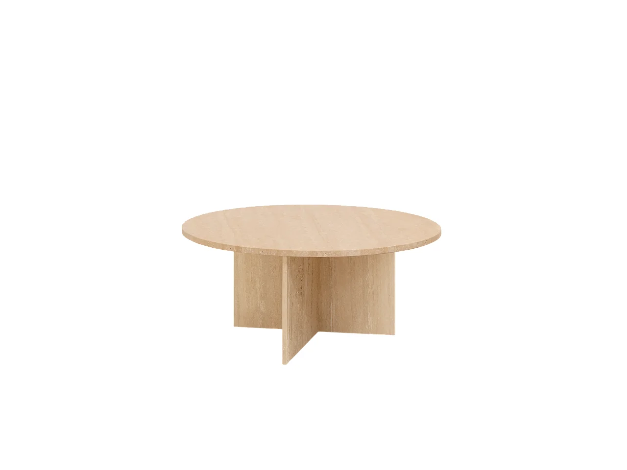 Mesa de centro redonda de mármol travertino DECOWOOD de Ø80x33,2cm - TOSCANA - DECOWOOD