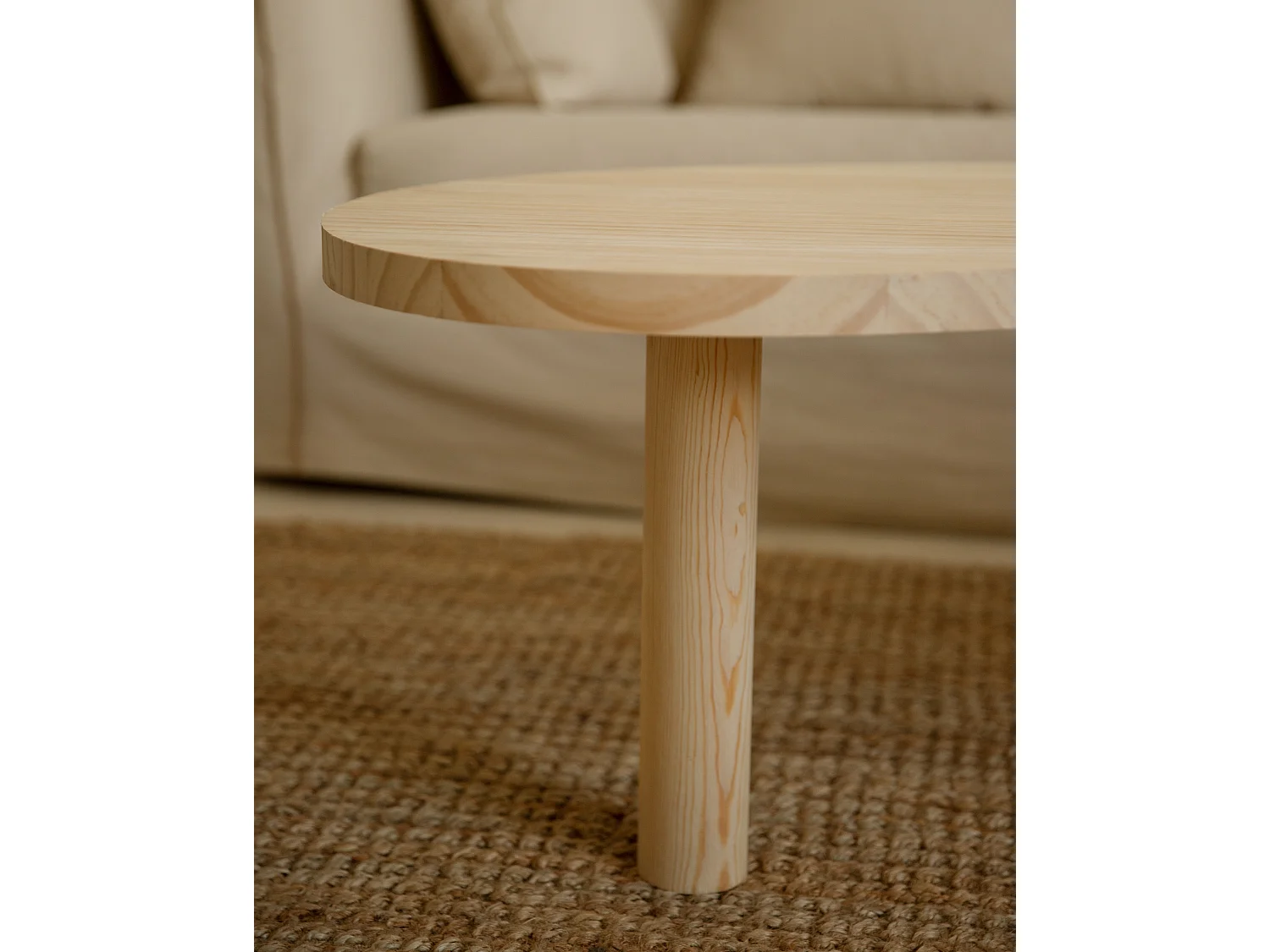 Tavolo basso in legno e forme organiche in tono naturale 118,5x40cm - GINA - DECOWOOD