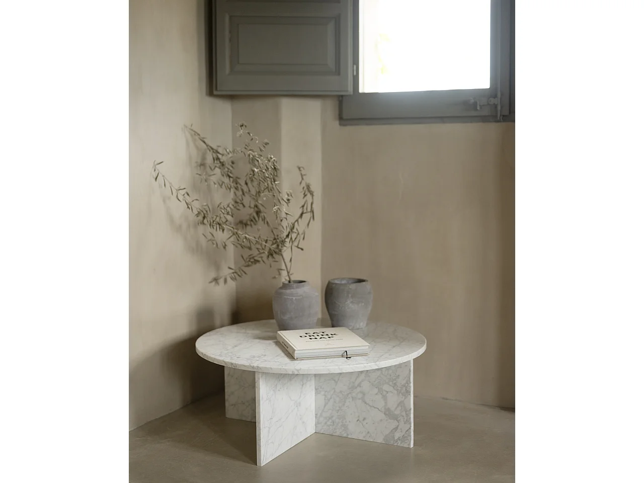 Table basse ronde en marbre Ø60cm - TOSCANA - DECOWOOD