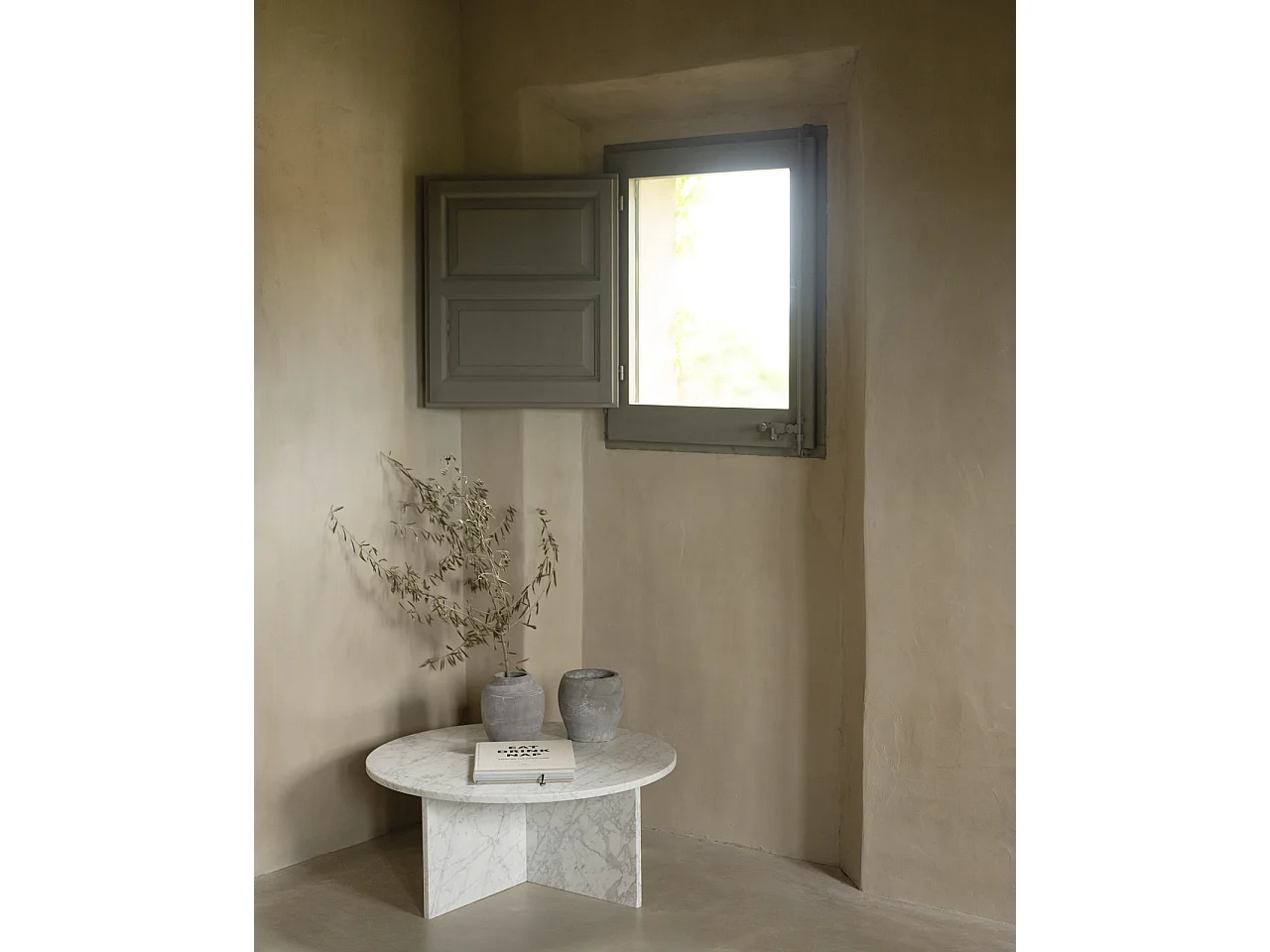 Mesa de centro redonda de mármol DECOWOOD de Ø60x40cm - TOSCANA - DECOWOOD