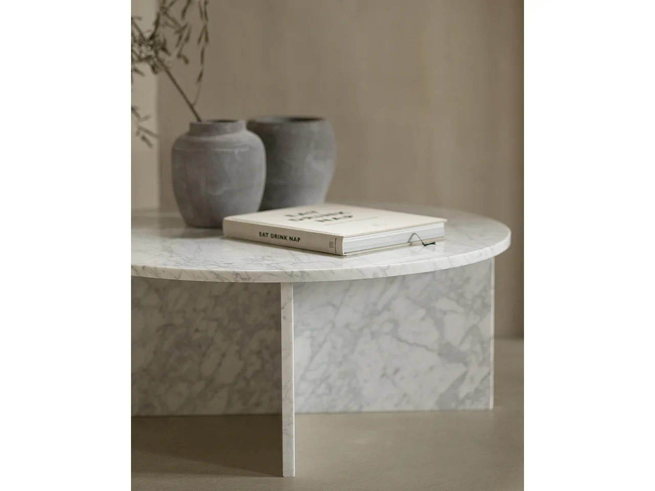 Mesa de centro redonda de mármol DECOWOOD de Ø60x40cm - TOSCANA - DECOWOOD