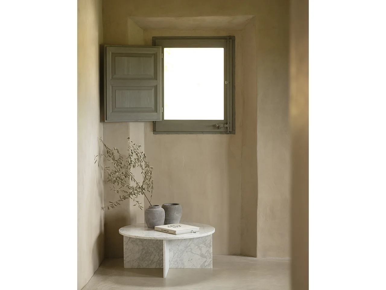 Mesa de centro redonda de mármol DECOWOOD de Ø60x40cm - TOSCANA - DECOWOOD