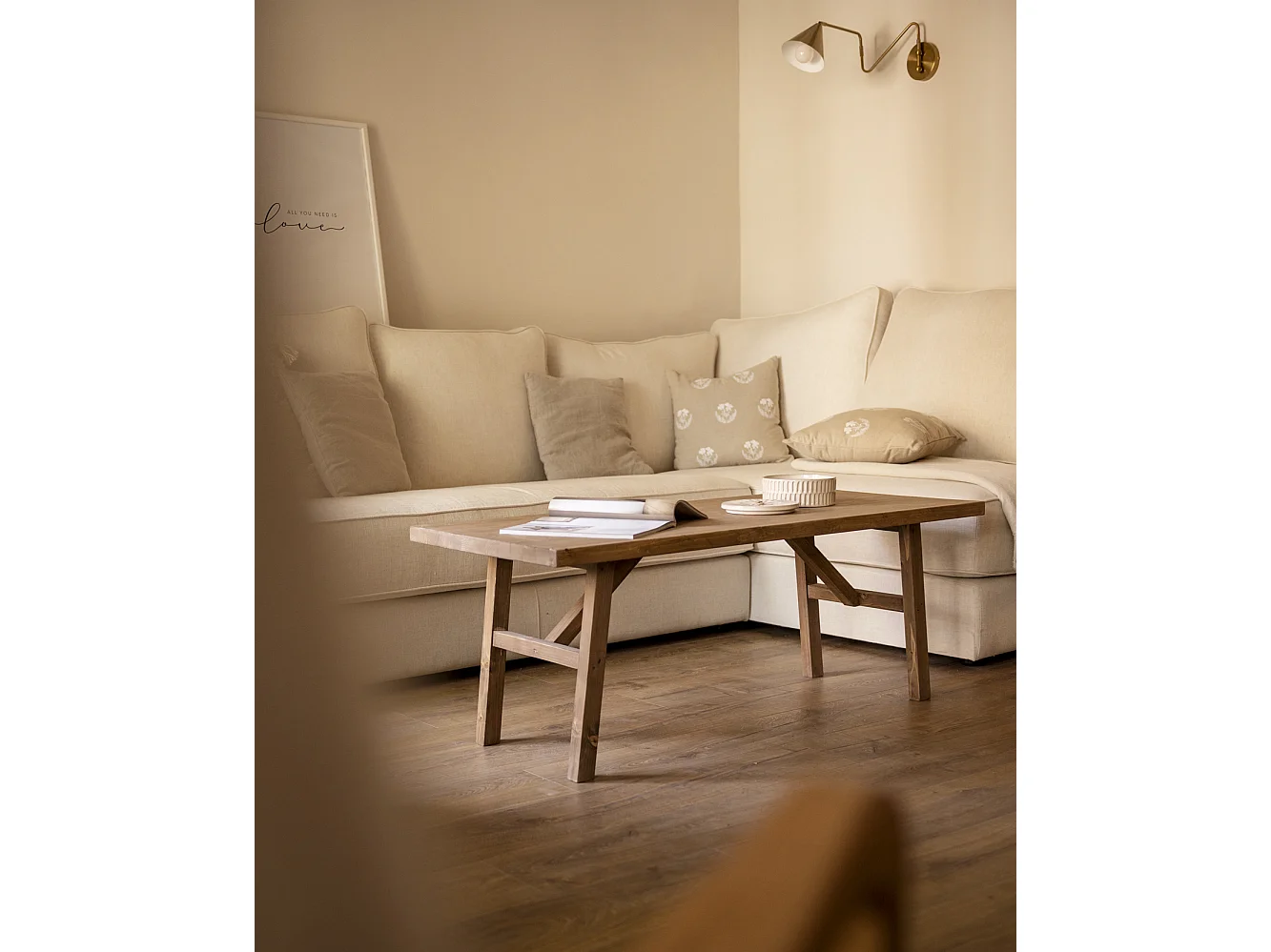 Table basse en bois de sapin vieilli 120x45cm - SIEP - DECOWOOD