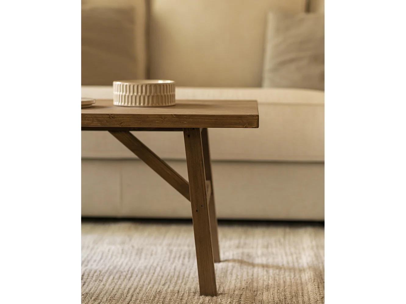 Table basse en bois de sapin vieilli 120x45cm - SIEP - DECOWOOD