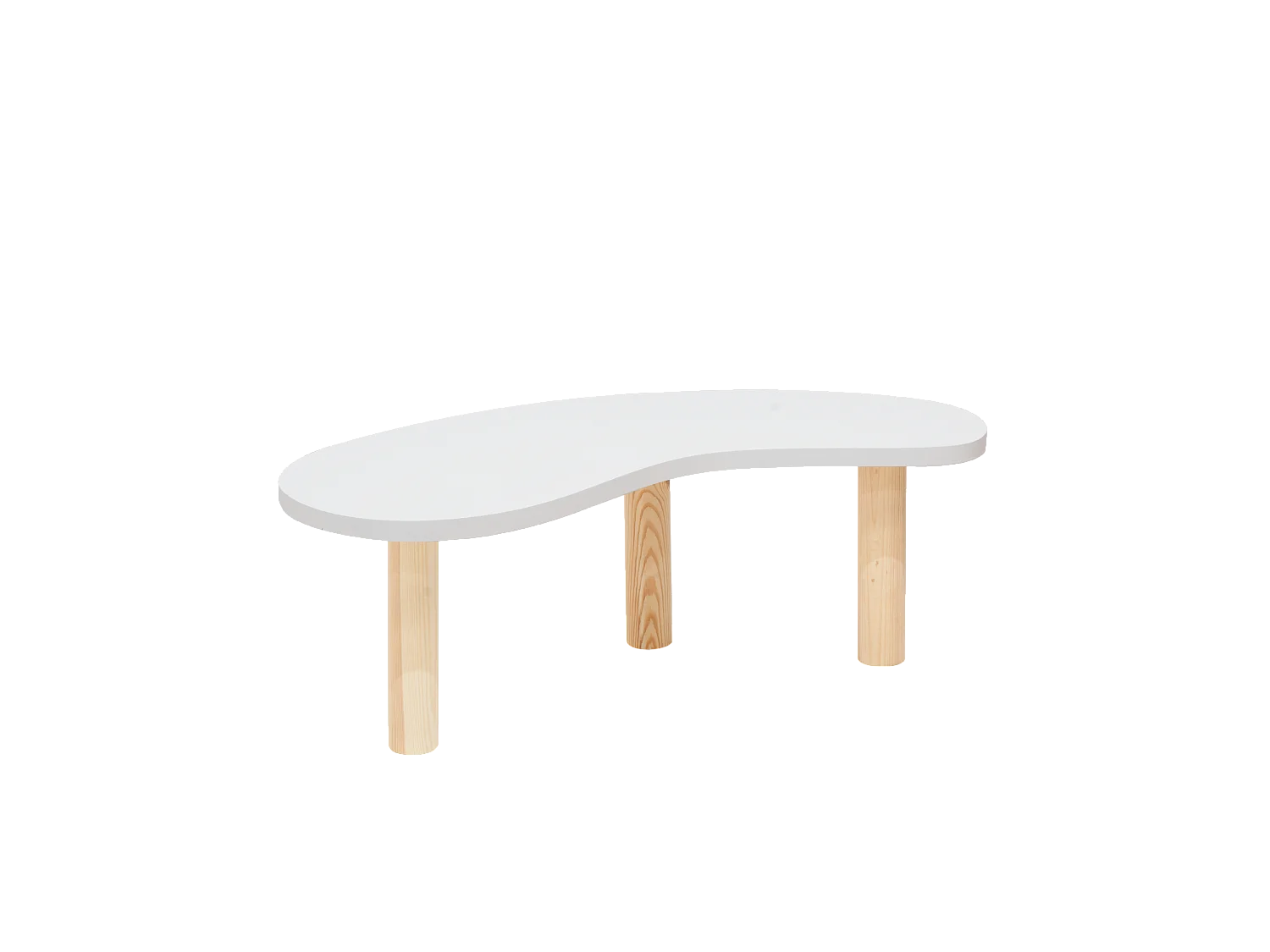 Tavolo basso in legno e forme organiche in tono bianco e naturale 118,5x40cm - GINA - DECOWOOD