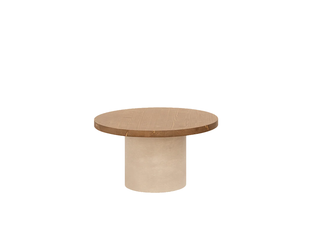 Table basse ronde en bois massif teinte chêne foncé avec pieds en microciment teinte terre 30x60cm - LUCÍA - DECOWOOD