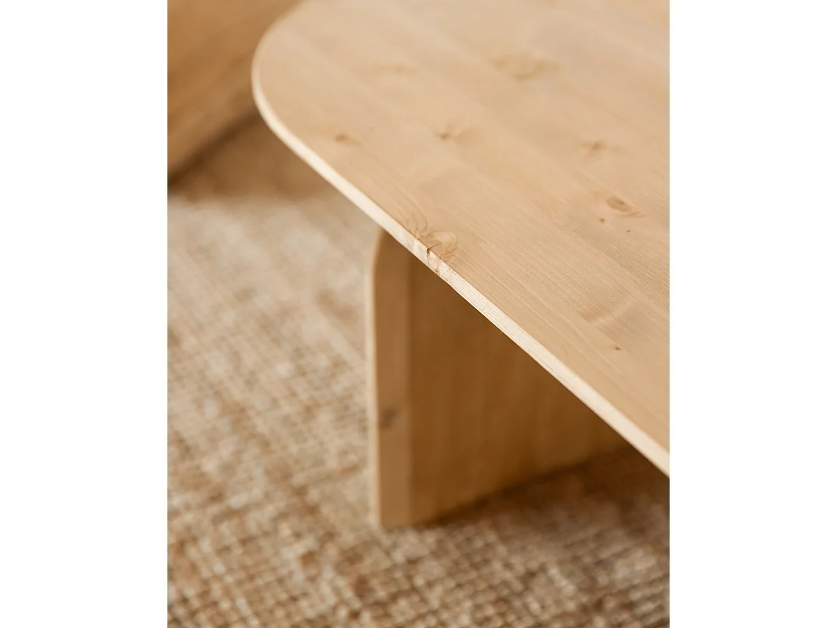 Mesa de centro ovalada de madera de abeto Decowood en color roble medio de 100x35cm - BLOOM - DECOWOOD