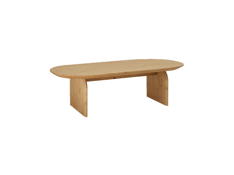 Table basse ovale en bois de sapin marron 100x35cm - BLOOM - DECOWOOD