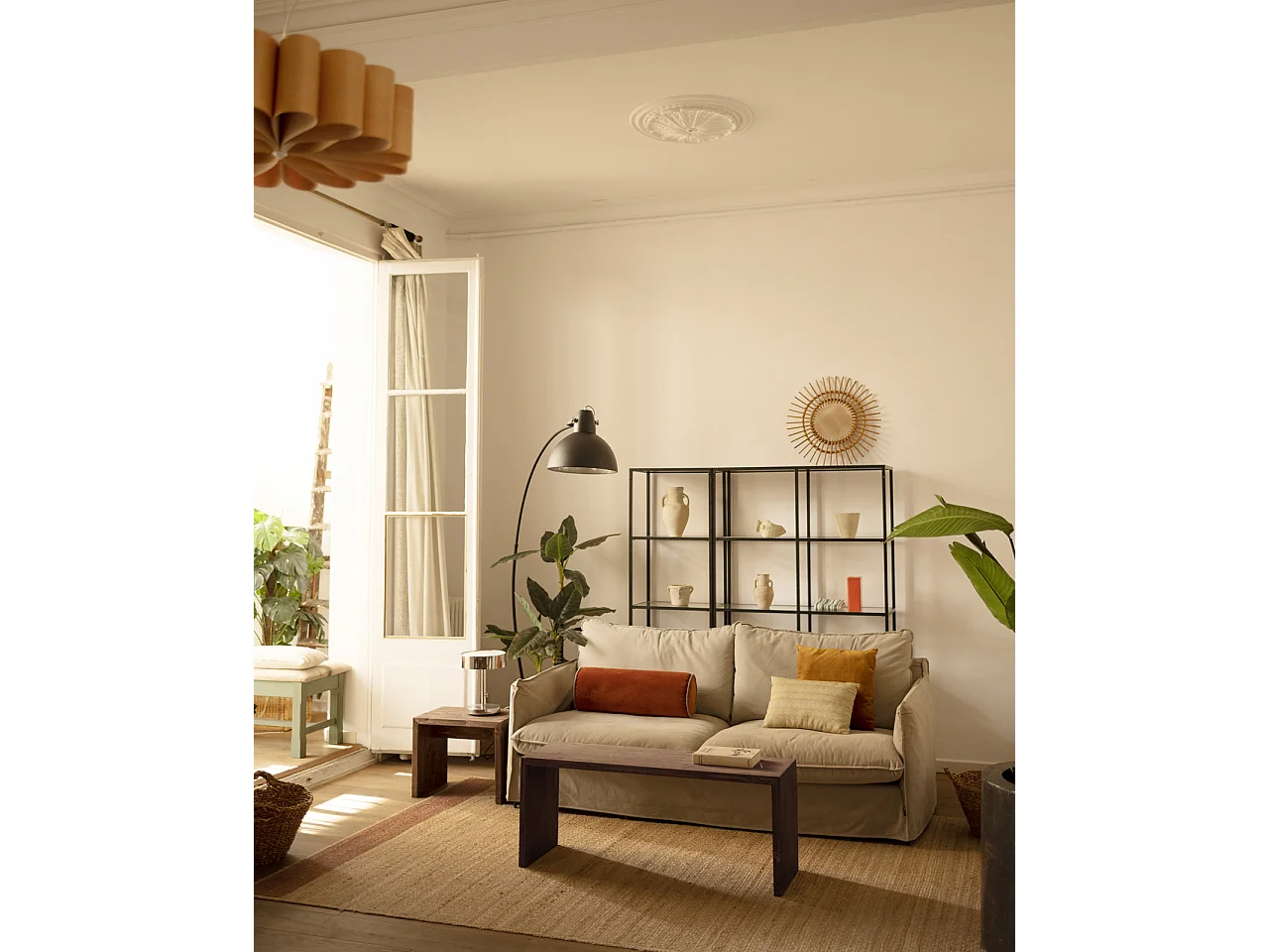 Tavolo basso rettangolare in legno massello in tono noce 109,4x45cm - TELVA - DECOWOOD