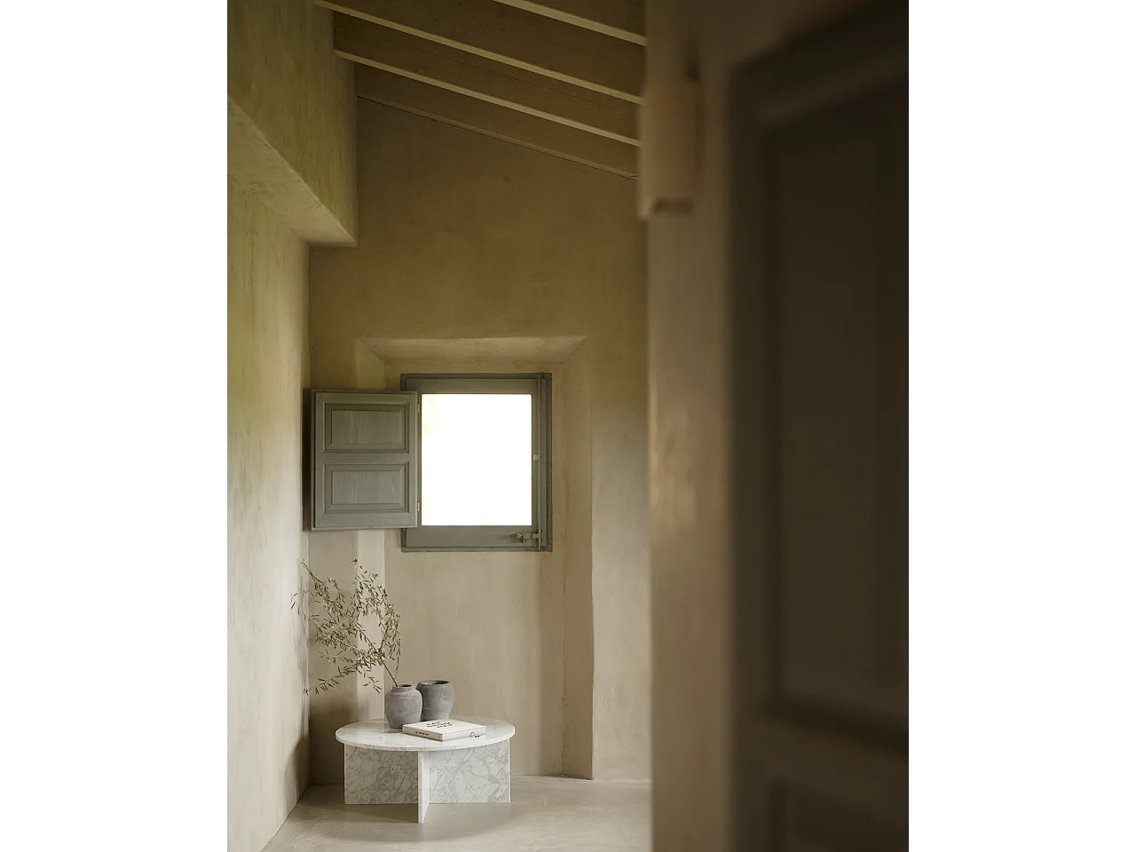 Mesa de centro redonda de mármol DECOWOOD de Ø80x33,2cm - TOSCANA - DECOWOOD