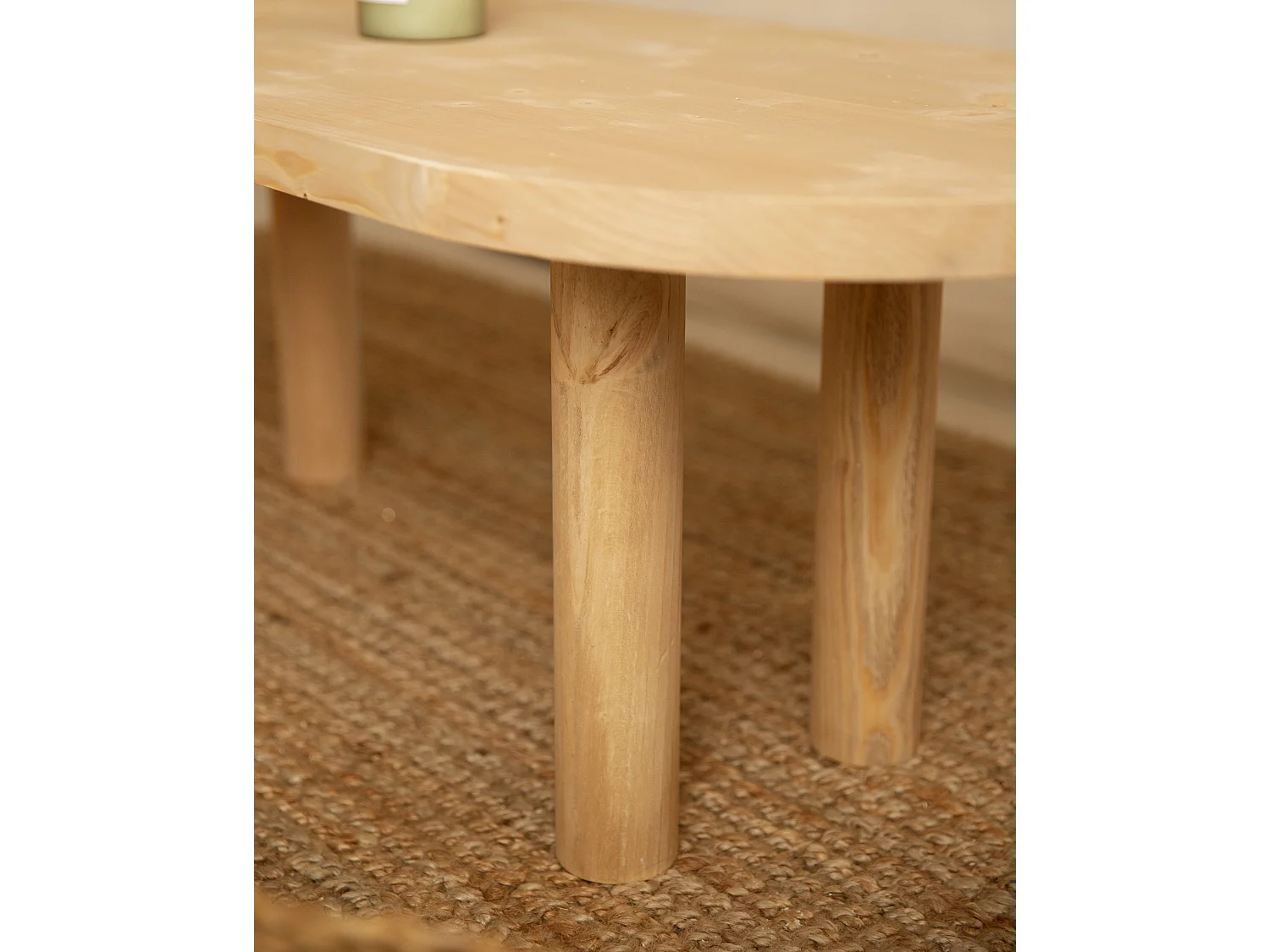 Tavolo basso ovale in legno massello in tono marrone chiaro 120x40cm - GINA - DECOWOOD