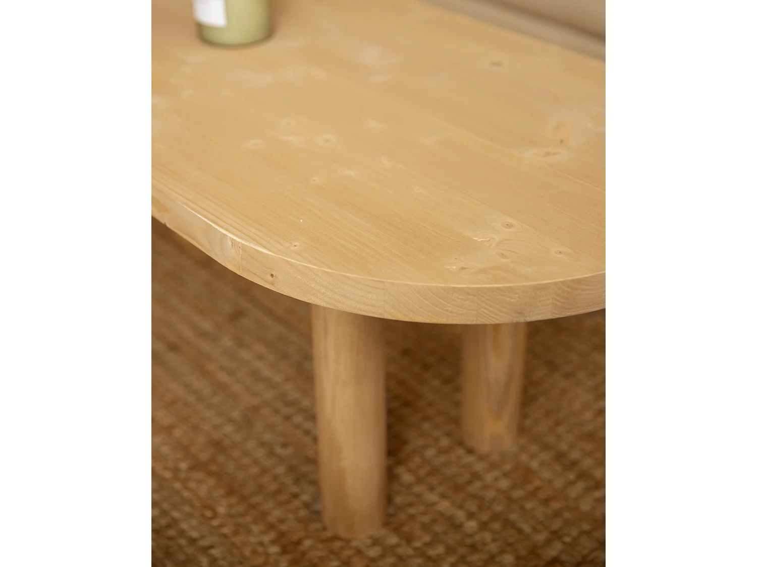 Tavolo basso ovale in legno massello in tono marrone chiaro 120x40cm - GINA - DECOWOOD