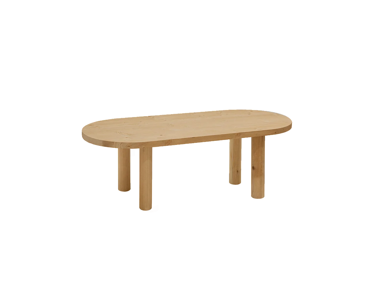 Tavolo basso ovale in legno massello in tono marrone chiaro 120x40cm - GINA - DECOWOOD