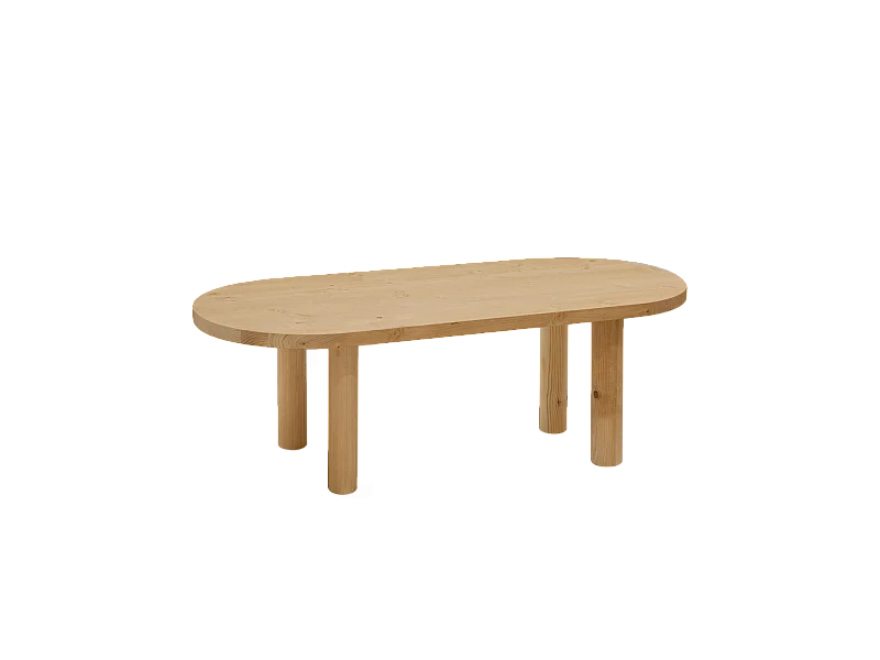 Tavolo basso ovale in legno massello in tono marrone chiaro 120x40cm - GINA - DECOWOOD