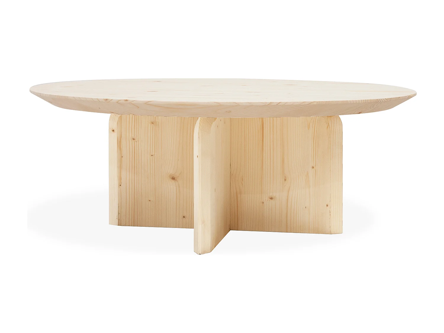 Tavolo basso rotondo in legno massello in tono naturale Ø80x30,2cm - BLOOM - DECOWOOD