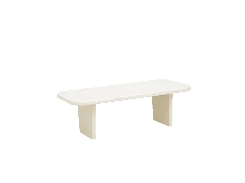Table basse en microciment avec deux pieds blanc cassé 95x30cm - BIMBA - DECOWOOD